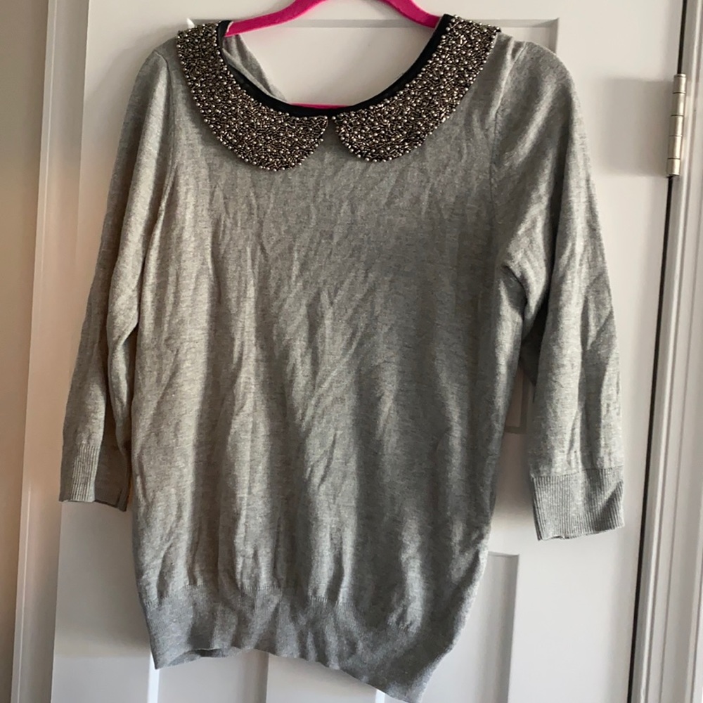 Lauren Conrad sweater with beaded Peter Pan collar